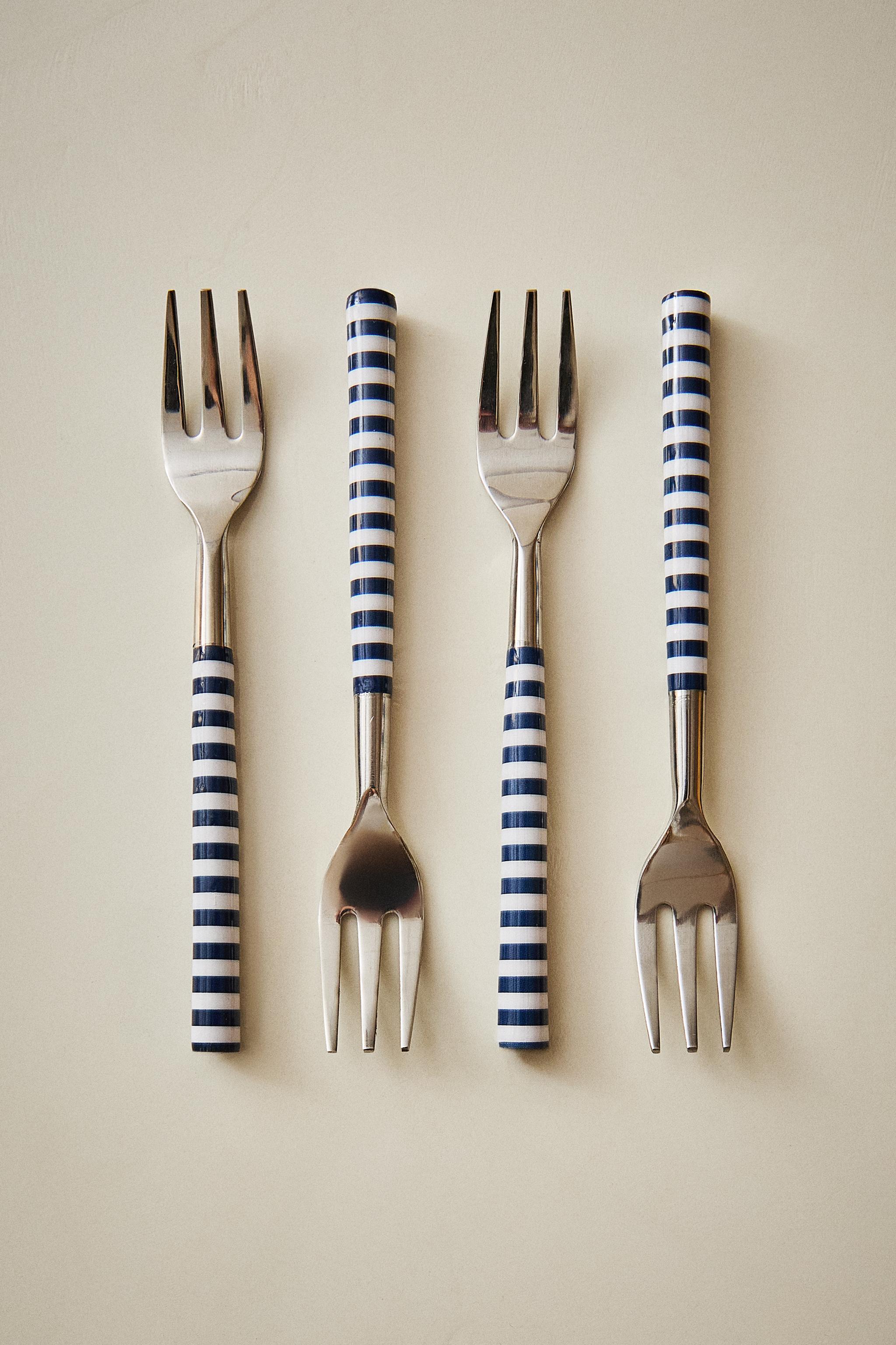 SET OF DESSERT FORKS WITH STRIPED HANDLES (SET OF 4)